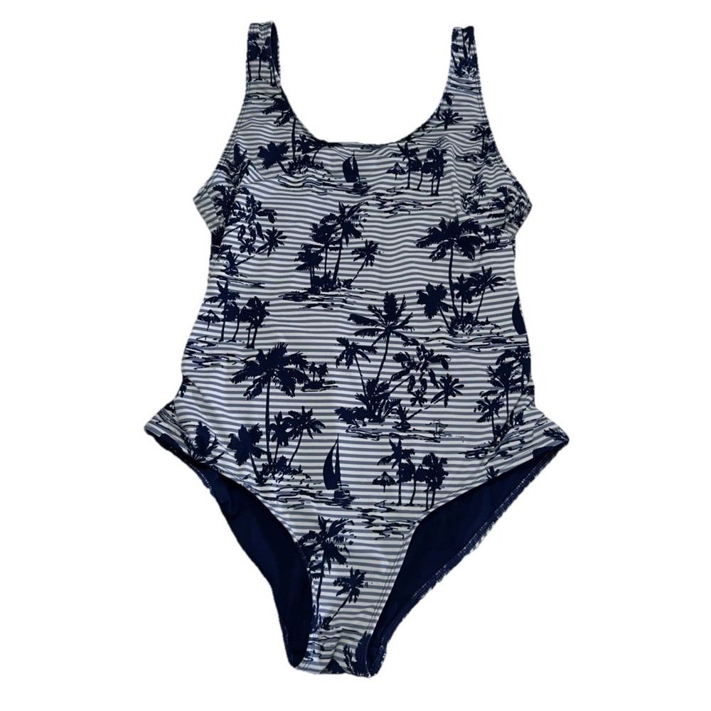 Vineyard Vines Women's Small Stripe Scene Low Back One Piece Bathing Suit Clean